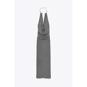 ZARA LONG DRESS WITH JEWEL COLLAR